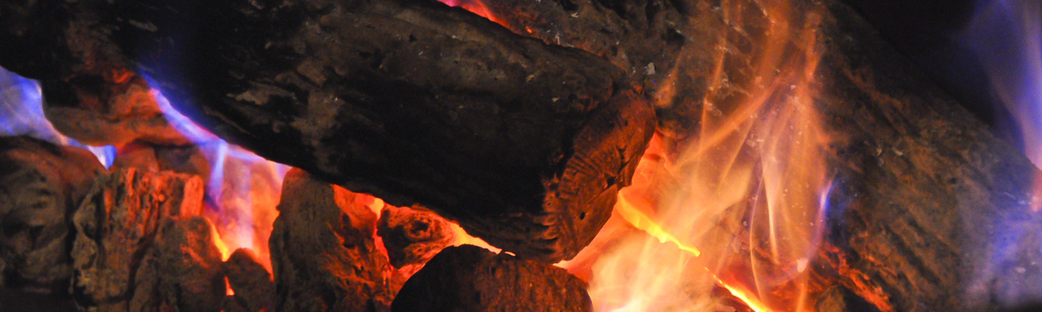 Gas fire and logs.