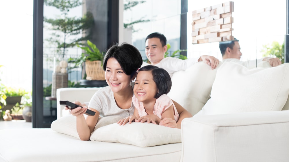 Family watching television.