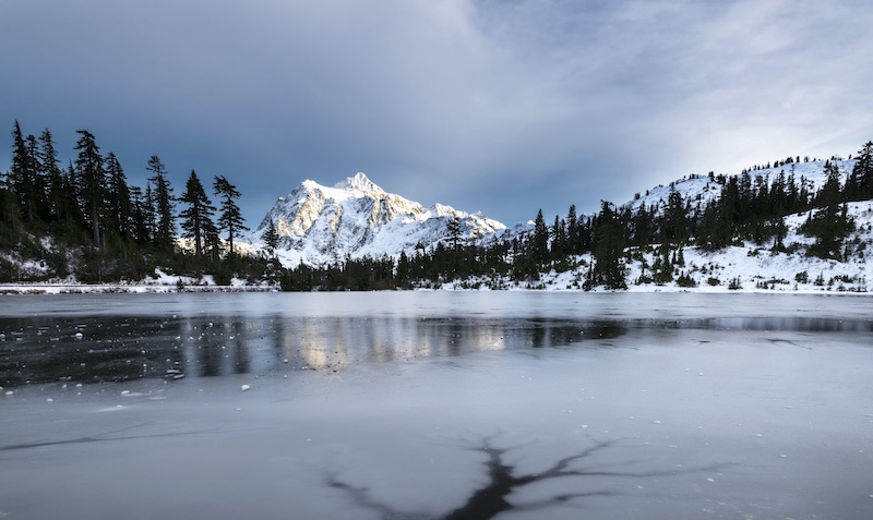 Picture Lake with Mt Shuksan reflecting in the lake is the most popular place in Mt Baker Ski Area.