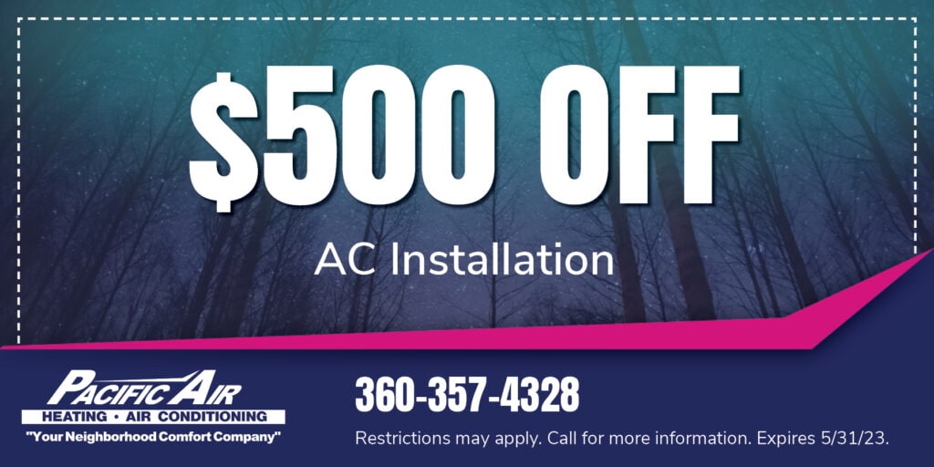 $500 OFF AC Installation. Restrictions may apply. Call for more information. Expires 5/31/23.