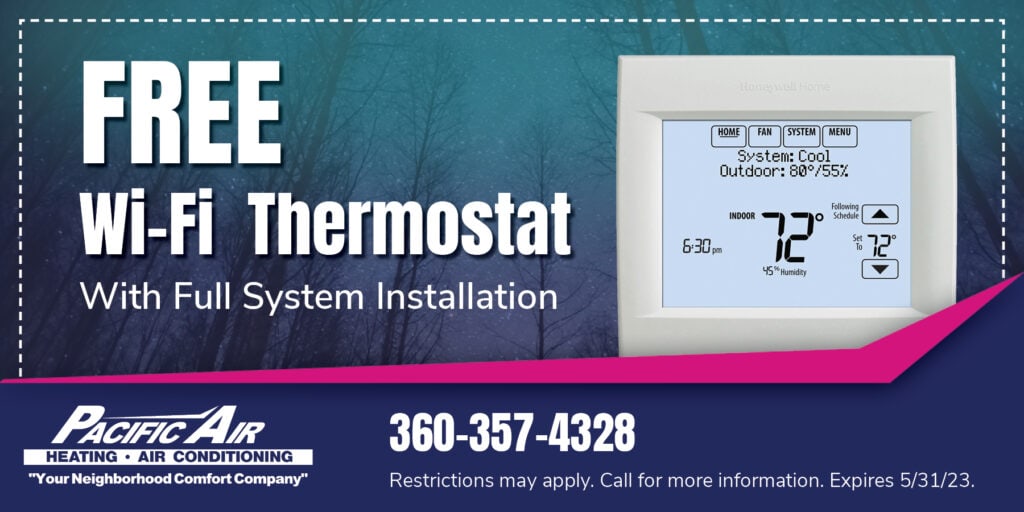 FREE Wi-Fi Thermostat With Full System Installation. Restrictions may apply. Call for more information. Expires 5/31/23.