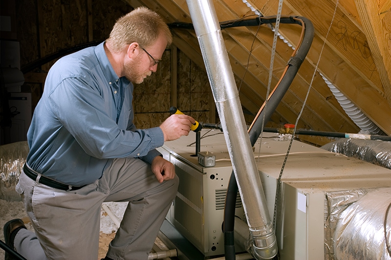 HVAC technician performing maintenance.